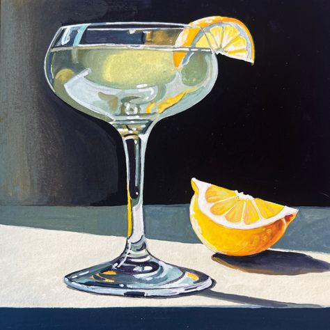 Margarita Painting, Cocktail Painting, Alcohol Painting, Apartment Wall Art, Art Alevel, Foodie Art, Painting Gouache, Cocktail Art, Daily Painting