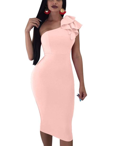 Dress Layered, Sleeveless Bodycon Dress, Midi Dress Party, Nude Pink, Evening Party Dress, Guest Dresses, Wedding Guest Dress, One Shoulder Dress, Beautiful Colors