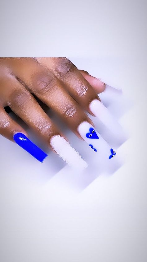 murkamii <3 🧿🤍 in 2022 | Acrylic toe nails, Short square acrylic nails, Long square acrylic nails Play Nails Design, Nails Acrylic Light Blue And White, Long Blue Nails Acrylic, Nail Designs For Back To School, Royal Blue And White Nails Designs, Nails Acrylic Blue Royal, Royal Blue Square Acrylic Nails, Acrylic Nails Ideas Blue, Blue Nailsdesign