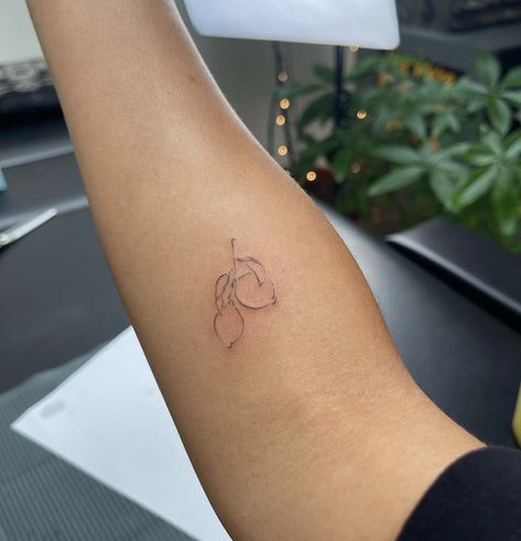 Fine Line Citrus Tattoo, Mango Tattoo Minimalist, Lemon Stamp Tattoo, Mini Tat Ideas, Fine Line Lemon Tattoo, Lemon Tattoo Minimalist, Citrus Tattoo, Emma Chamberlain Tattoo, Italy Inspired Tattoos