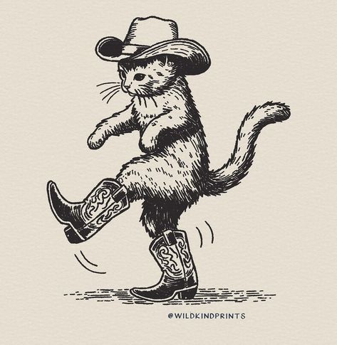 Arte Cowboy, Gotik Tattoo, Foto Muro Collage, Tiny Tattoo, Tattoo Design Drawings, Pretty Tattoos, Cat Tattoo, Funky Art, Cowboy Hat