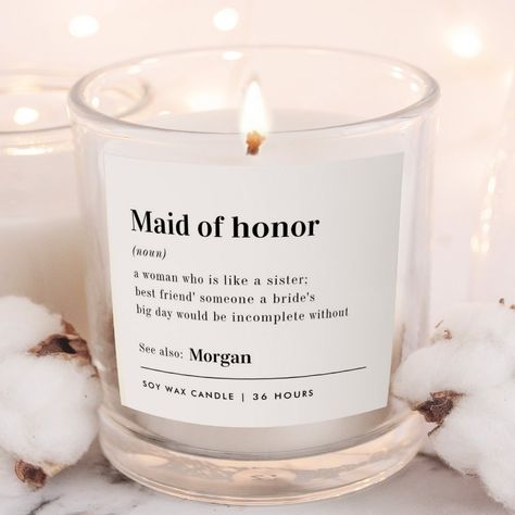 Personalized Maid Of Honor Proposal Candle | Smells Like Maid Of Honor Duties | Personalized Maid Of Honor Dictionary Candle Proposal Candles, Candle Smells, Matron Of Honor, Matron Of Honour, Dream Wedding Ideas Dresses, Bridesmaid Proposal Gifts, Maid Of Honour Gifts, Bachelorette Gifts, Proposal Gifts