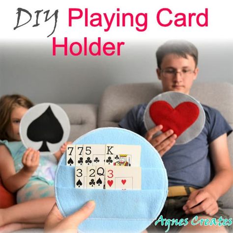 Playing Card Holder Diy How To Make, Playing Card Holder Pattern, Coaster Holder Diy, Playing Card Crafts, Card Holder Diy, Diy Playing Cards, A Playing Card, Playing Card Holder, Playing Card Games