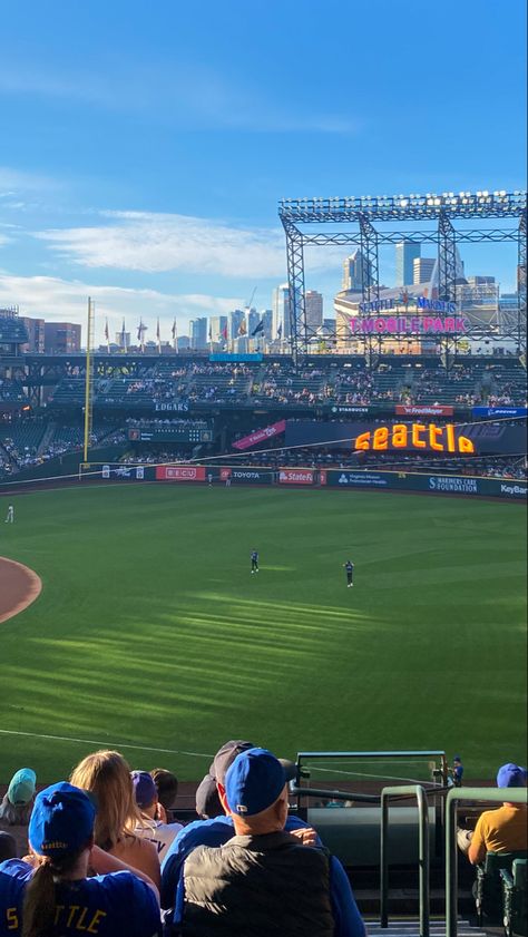 Baseball game aesthetic, seattle aesthetic, t mobile park, seattle mariners, baltimore orioles, mlb game T Mobile Park Seattle, Seattle Aesthetic Summer, Mariners Game Outfit, Baseball Game Aesthetic, Mlb Aesthetic, Aesthetic Seattle, Sports Announcer, Seattle Aesthetic, Baseball Aesthetic