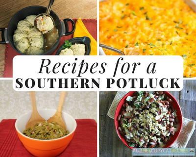 Recipes for a Southern Potluck Southern Potluck, Popeyes Spicy Chicken Recipe, Potluck Food, Casserole Side Dishes, Potluck Desserts, Homemade Bread Recipes Easy, Southern Dishes, Supper Ideas, Chicken Entrees