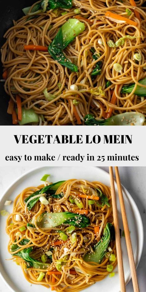 Cabbage Lo Mein, Vegetable Lo Mein Recipe, Low Mein, Healthy Ramen Recipes, Vegetarian Lo Mein, Family Vegetarian Meals, Recipes Using Beans, Veggie Lo Mein, Bean Sprout Recipes