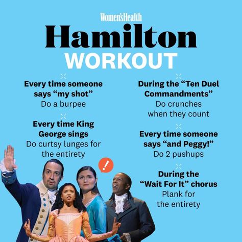 Netflix Workout, Disney Workout, Tv Show Workouts, Movie Workouts, Tv Workouts, Hamilton Jokes, Easy Fitness, Aaron Burr, Hamilton Broadway