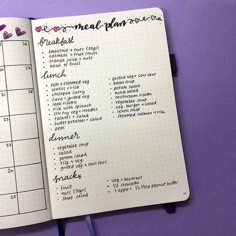 This page is all about my diet and it has a list with lots of meal ideas for breakfast, lunch, dinner and snacks. 🍎⠀ ⠀ I find it easier to keep up with a certain diet, if there is a list of simple and healthy options for me to choose. Pre-planning my meals for the week is a must, if I want to stay on track and lose that weight. ⠀ ⠀ #weightloss #dietplan #bulletjournal #bulletjournaling #bulletjournallove #bulletjournaljunkies #bujo #bulletjournalcommunity #diet #mealplanning #scribblesthatma... February Bullet Journal, Most Effective Diet, Ideas For Breakfast, Ideas Journal, Bullet Journal Set Up, Diet Plans For Women, Bullet Journal Layout, Bullet Journal Inspo, Journal Layout