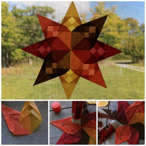 Beginner Origami, Creative Activities For Toddlers, Autumn Themed Activities, Fall Windows, Craft For Preschoolers, Star Tutorial, Origami For Beginners, Suncatcher Craft, Creative Activities For Kids