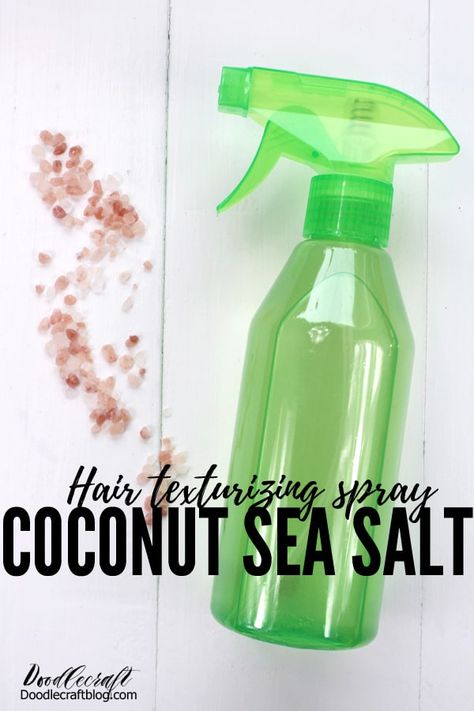 Coconut Sea Salt Hair Texturizing Spray DIY Recipe Diy Texture Spray For Fine Hair, Coconut Water Hair Spray, Sea Salt Spray Hair, Hair Salt Spray Diy, Diy Beach Spray For Hair, Diy Texture Hair Spray, Diy Beach Hair Spray, Homemade Salt Spray For Hair, Diy Salt Water Spray For Hair