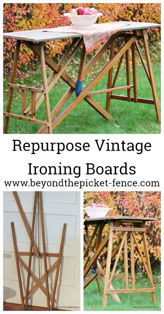 Make a Table with Vintage Wood Ironing Boards Antique Ironing Board Ideas, Wood Ironing Board Ideas, Painted Ironing Board, Ironing Board Tables, Antique Ironing Boards, Wood Ironing Boards, Vintage Ironing Boards, Wooden Ironing Board, Recycle Projects