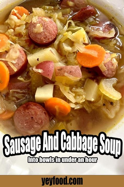 Keilbasa And Cabbage, Sausage And Cabbage Soup, Sausage And Cabbage, Easy Cabbage Soup, Kielbasa Soup, Kielbasa And Cabbage, Hacks For Home, Sausage Soup Recipes, Cabbage And Potatoes