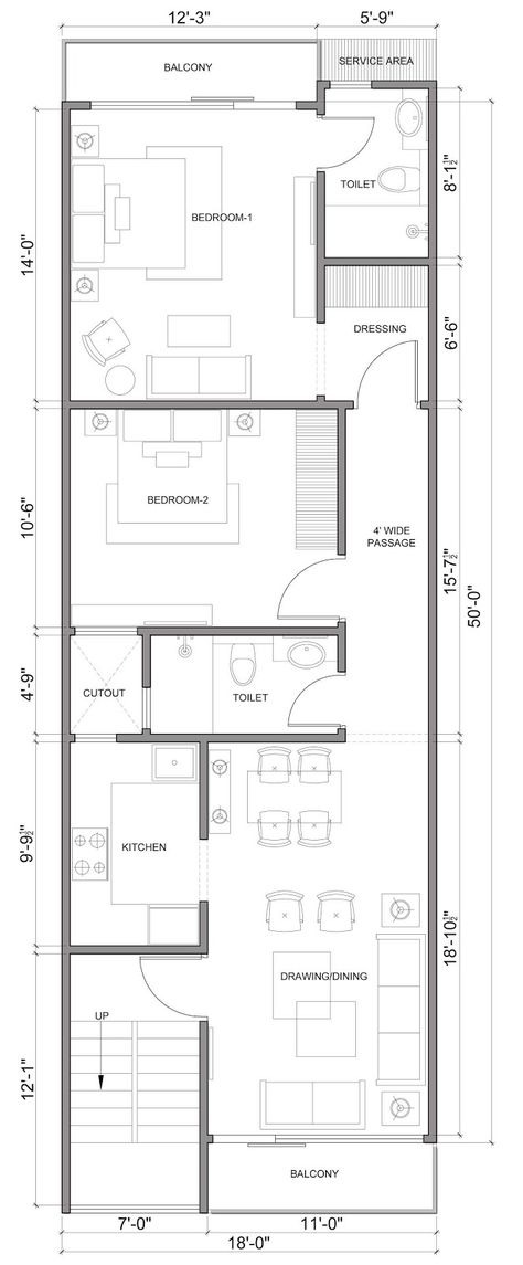 Floor Plan 18'x50' 16×40 House Floor Plan, 18x45 House Plan, 1st Floor House Plans, 16x40 House Plans, 20 X 50 House Plans, 16 X 40 Floor Plans Layout, Residential Plan, Budget House Plans, 3d Plan