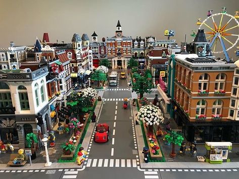 Lego City Display, Lego Poster, Lego Village, Lego Town, Lego Display, Lego Diy, City Layout, Lions Gate, Lego Modular