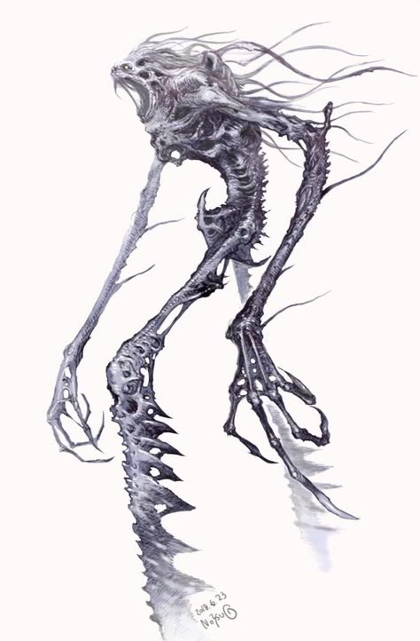 Ithaqua Sif Dark Souls, Lovecraft Monsters, Lovecraft Art, Monster Sketch, Lovecraftian Horror, Creepy Drawings, Dark Creatures, Creepy Monster, Creature Artwork