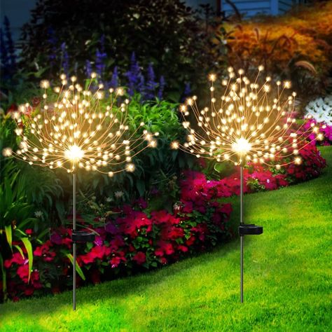 Garden Lighting Diy, Firework Lights, Starburst Light, Copper Wire Lights, Lawn And Landscape, Wire Lights, Garden Lights, Garden Pathway, Solar Garden