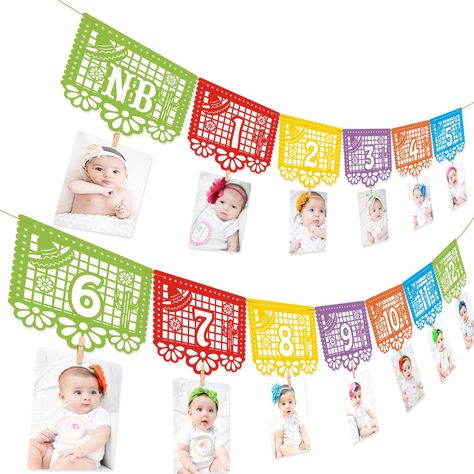 Fiesta 1st Birthday, Photo Bunting, First Fiesta, 1st Birthday Photo, Fiesta Birthday Party, Birthday Photo Banner, Fiesta Theme Party, Birthday Garland, Twin First Birthday