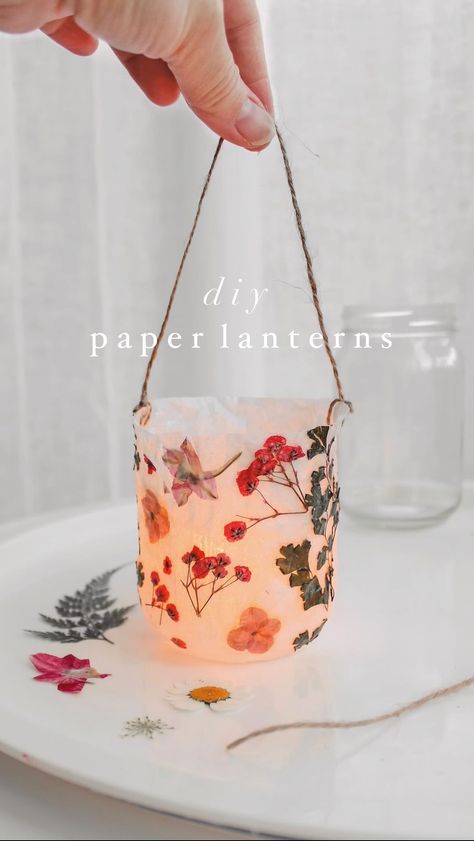 Paper Lantern Making, Tissue Paper Lanterns, Paper Lanterns Diy, Pressed Flower Crafts, Diy Lanterns, How To Make Lanterns, Paper Lantern, Easy Paper Crafts, Paper Lanterns