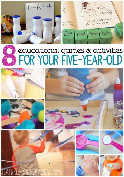 These 8 awesome activities for your 5-year-old are sure to keep them entertained! Plus, they might learn a thing or two while they're at it! Fun Educational Activities, Games And Activities, Indoor Activities, Educational Games, Preschool Learning, Activities To Do, Activity Games, Educational Activities, Sight Words