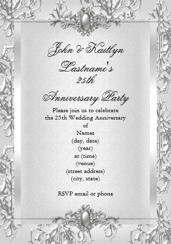 Silver Decoration 25th Wedding Anniversary Invitation | Zazzle Anniversary Invitation Cards, 25th Wedding Anniversary Invitations, Anniversary Diy, 25th Anniversary Party, Anniversary Invitation, Wedding Anniversary Invitations, 25th Wedding Anniversary, Silver Decor, Anniversary Invitations