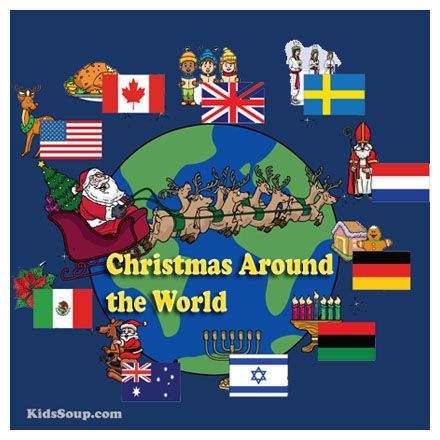 Christmas Around the World in the Classroom | KidsSoup Christmas Crafts Around The World, Around The World Theme, Continents And Countries, Christmas Classroom Door, Teaching Holidays, Christmas Door Decoration, Preschool Bulletin, Christmas Around The World, Christmas World