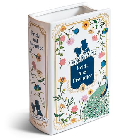 PRICES MAY VARY. LITERARY CHARM: Elevate your home decor with this ceramic flower vase in the shape of a book, featuring cover artwork inspired by Jane Austen's classic novel Pride and Prejudice. It's a delightful blend of elegance and literary flair. COMES IN A GIFT BOX: This unique book-shaped planter arrives beautifully packaged in a gift box adorned with a charming Pride and Prejudice wrapping paper pattern. Each vase is securely packaged to ensure it reaches you in perfect condition. Perfec Pride And Prejudice Nursery, Pride And Prejudice Decor, Pride And Prejudice Bridal Shower Theme, Bridal Shower Book Theme, Pride And Prejudice Birthday Party, Diy Thank You Gifts, Cottagecore Apothecary, Book Themed Party Decorations, Ceramic Book Ends