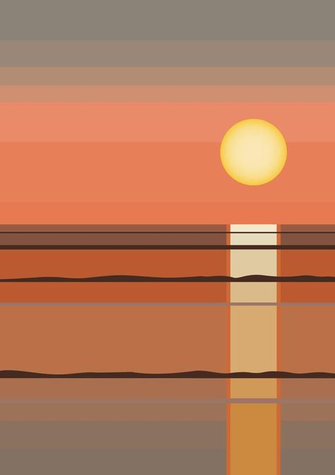 Sea sunrise minimalist modern illustration poster. Abstract ocean wave contemporary background landscape. Sea, skyline, wave. vector illustration Sunrise Art Illustration, Sunset Illustration Art, Vector Art Landscape, Sunrise Minimalist, Sea Illustration Art, Contemporary Background, Sunrise Illustration, Senior Events, Sunrise Graphic