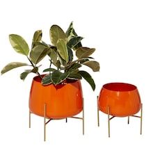 Orange Metal Modern Planter Set Yellow Planter, Contemporary Planters, Iron Planters, Modern Planter, Planters For Sale, Indoor Outdoor Planter, Metal Containers, Planter Pots Outdoor, Outdoor Pots