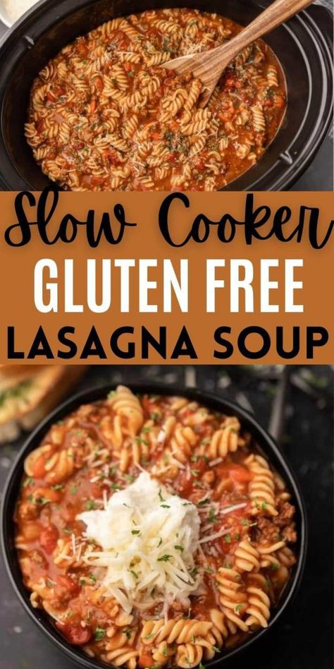 Gluten Free Crock Pot Lasagna, Gluten Free Crockpot Lasagna, Crock Pot Lasagna Soup, Gluten Free Lasagna Soup, Slow Cooker Gluten Free, Gluten Free Crock Pot, Gluten Free Slow Cooker Recipes, Crock Pot Lasagna, Gluten Free Crock Pot Recipes