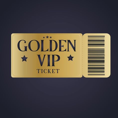 Golden vip ticket with a barcode Vip Card Design, Sweet 13, Prom Tickets, Ball Inspiration, Vip Ticket, Vip Logo, Theatre Masks, Vip Card, Prom 2024