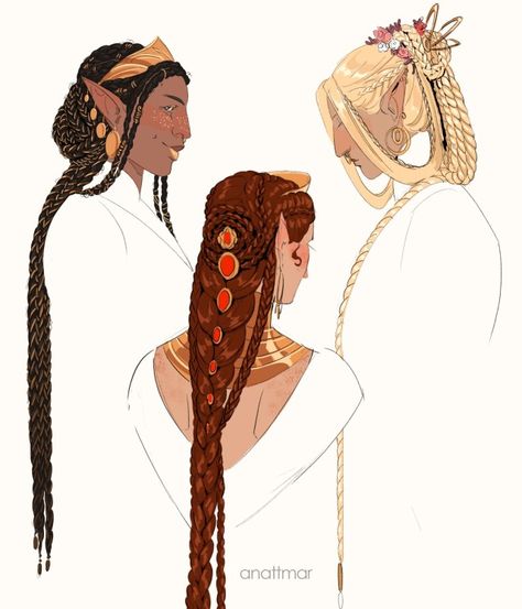 Black Character Design Female, Drow Oc, Mystical Hair, Mythical Characters, Historical Hairstyles, Star Boy, Fantasy Hair, Gambar Figur, Character Inspo