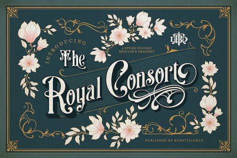 Download The Royal Consort font for iOS, Android, macOS, or Windows for free, or you can buy the full version with a commercial license here. Introducing “The Royal Consort“, the beautiful vintage victorian font with 2 styles included (regular & extrude). Dedicated to make a decorative and classic looks. Inspired by the hanging store sign […] The post The Royal Consort Font appeared first on FreeFontDL. Victorian Packaging Design, Royalty Graphic Design, Fonts For Business, Royal Font, Title Designs, Typography Logo Fonts, Victorian Lettering, Royal Decor, Victorian Fonts