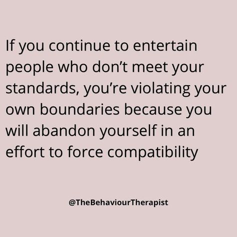 Nabill Zafir | RMHC on Instagram: "Self boundaries are what you set for yourself. They protect you from abandoning yourself and allow you to live in alignment with your values. Constantly neglecting your needs, over giving or choosing people who are not right for you are some ways you can violate your own boundaries Having standards is like an automatic filtering system it protects you from pursuing or entertaining the wrong relationships otherwise you’re going into relationships blindly. You Having Standards Quotes Relationships, Self Boundaries, Standards Quotes, Raise Your Standards, High Value Woman, Your Values, High Standards, Be Yourself Quotes, Relationship Quotes