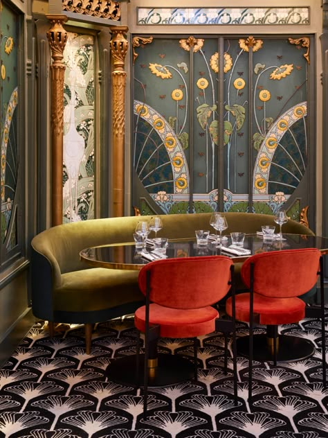 Art Nouveau Interior, Design Café, Deco Wallpaper, Art Deco Interior Design, Art Deco Wallpaper, Art Deco Home, Art Deco Stil, Deco Furniture, Art Deco Furniture