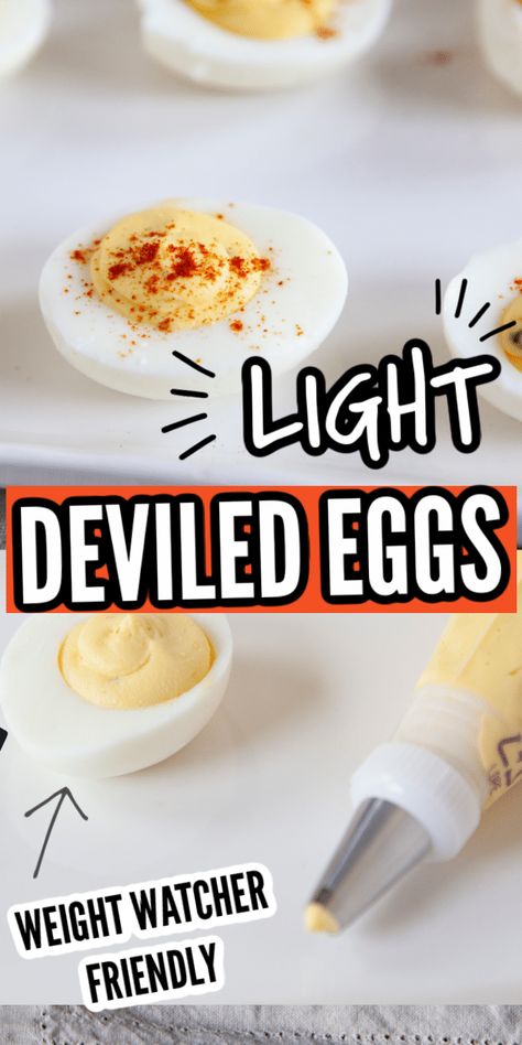 Low Cal Deviled Eggs, Weight Watchers Deviled Eggs, Low Calorie Deviled Eggs, Low Calorie Potluck Recipes, Low Calorie Appetizers For Party, Deviled Eggs Dill, Low Calorie Egg Recipes, Low Calorie Appetizers, Pickled Deviled Eggs