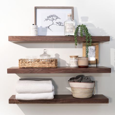 Add a touch of luxury with our Black Walnut floating shelves. Rich, dark hues and unique grain pattern make every shelf a statement piece. 🖤 #SHELV #walnutshelves #blackwalnutfloatingshelves #customfloatingshelves #canadianwoodworker Dark Wood Floating Shelves, Dark Wood Shelves, Walnut Floating Shelves, Custom Floating Shelves, Walnut Shelves, Instagram Add, Wood Floating Shelves, Wood Worker, Black Walnuts