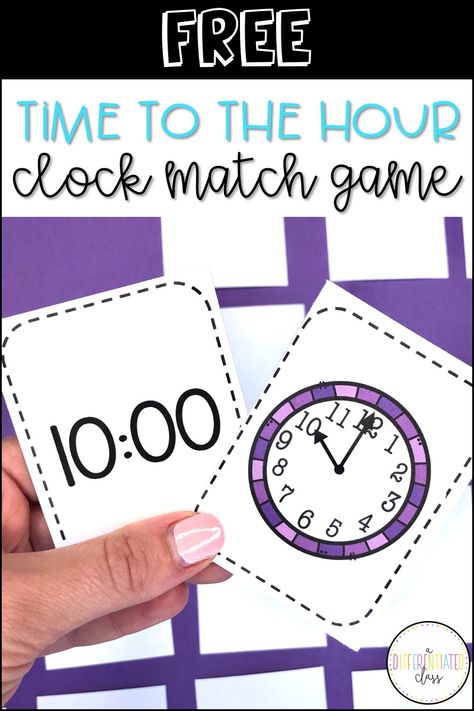 Time Games For Kids, Kindergarten Binder, Telling Time Games, Telling Time Activities, Telling Time Practice, Mathematics Activities, Free Time Activities, Time To The Hour, Time Lessons