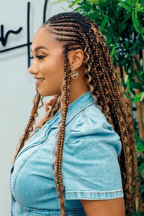 Boho Feedin Braids, Cornrow Boho Braids, Bohemian Cornrows Braids, Boho Cornrows Black Women, Bohemian Cornrows, Bohemian Braids Hairstyles, Boho Cornrows, Braided Upstyles, Half Cornrows