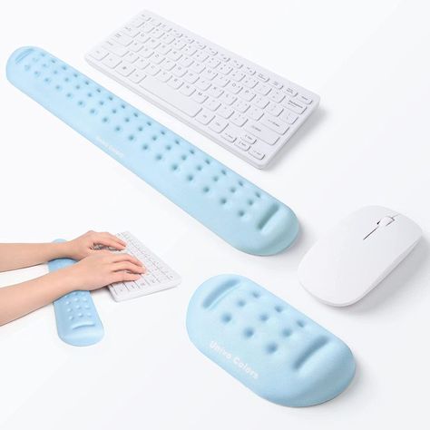 Light Blue Keyboard, Blue Keyboard, Mouse Wrist Rest, Gaming Office, Laptop Mouse, Wrist Rest, Soft Gel, Wrist Support, Computer Laptop