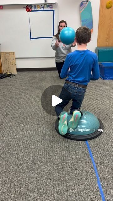 Pt Group Therapy Ideas, Pediatric Occupational Therapy Ideas, Adapted Pe, Pediatric Physical Therapy Activities, Bosu Ball Workout, Pediatric Pt, Pediatric Physical Therapy, Bosu Ball, Elderly Activities