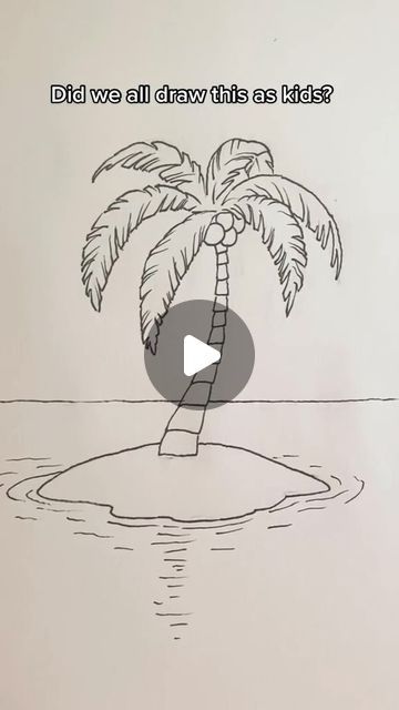 How To Draw A Palm Tree Step By Step, How To Draw Palm Trees, How To Draw A Palm Tree, Easy Summer Drawing Ideas, Palms Drawing, Draw A Palm Tree, Tree Drawing For Kids, Margaritaville Decor, Palm Tree Sketch