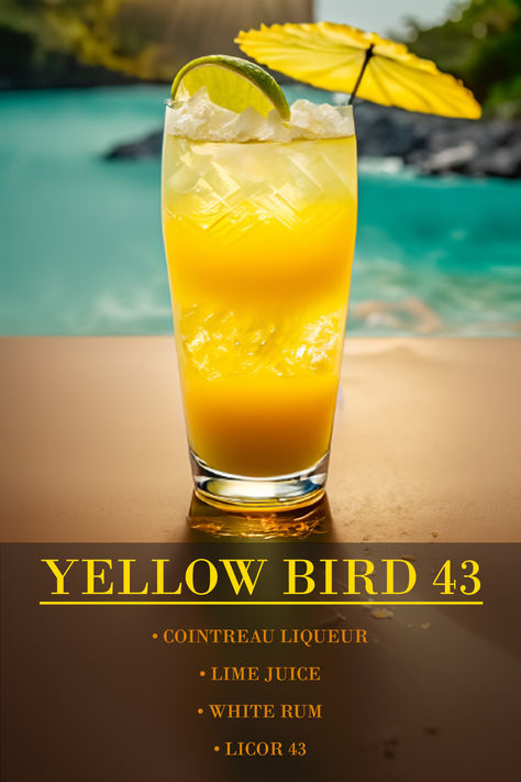 Cocktail Recipes At Home, White Rum, Tropical Drink, Summer Soiree, Yellow Bird, Bar Menu, Food Trends, Cocktail Glass, Adult Drinks