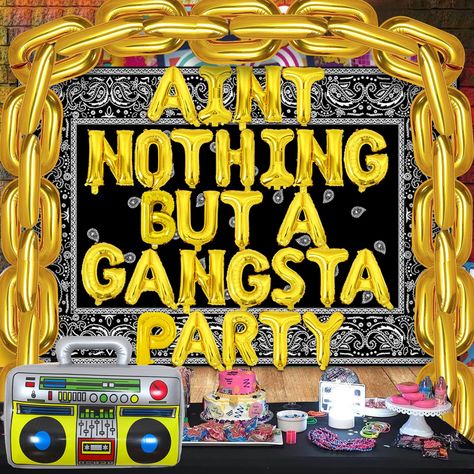 Nothing But A Gangsta Party, Retro Birthday Party, Retro Birthday Parties, Hip Hop Party, Balloon Chain, Retro Birthday, Balloon Banner, Balloon Backdrop, Balloon Decorations Party