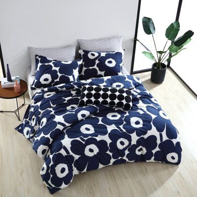 Marimekko Bedding, Indigo Bedding, Blue Comforter Sets, Blue Comforter, Gray Duvet Cover, Blue Duvet, Blue Duvet Cover, Set Bed, Reversible Duvet Covers