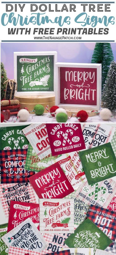 Free Printable Christmas Signs, Christmas Wall Art Printables, Dollar Tree Frames, Christmas Signs Diy, Cricut Christmas Ideas, Door Signs Diy, Signs Diy, Tree Signs, Dollar Tree Christmas