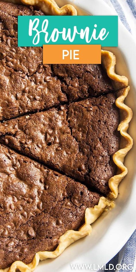 Worlds Best Pie Recipes, Easy Brownie Pie, Chocolate Fudge Brownie Pie, Brownie Peanut Butter Pie, Fudge Brownie Pie Recipe, Brownie Pie Joanna Gaines, Joanna Gaines Brownie Pie, Peanut Butter Brownie Pie, Fudge Pie Recipe Easy