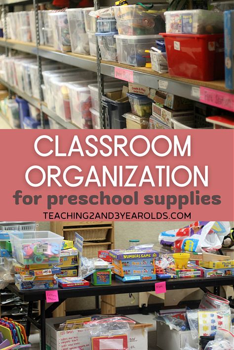 Classroom organization takes time at the beginning, but makes curriculum planning so much easier! Here are our favorite storage tips. #classroom #organization #storage #tips #backtoschool #teacher #preschool #toddler #teaching2and3yearolds Preschool Classroom Design, Preschool Storage, Preschool Classroom Layout, Preschool Classroom Organization, Organizing Classroom, Classroom Organization Ideas, Classroom Supplies Organization, Head Start Classroom, Teacher Storage