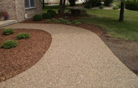 Exposed Aggregate Concrete Sidewalk. Cincinnati Ohio Aggregate Patio, Exposed Aggregate Driveway, Driveway Edging, Exposed Aggregate Concrete, Aggregate Concrete, Exposed Aggregate, Concrete Walkway, Front Walkway, Driveway Design