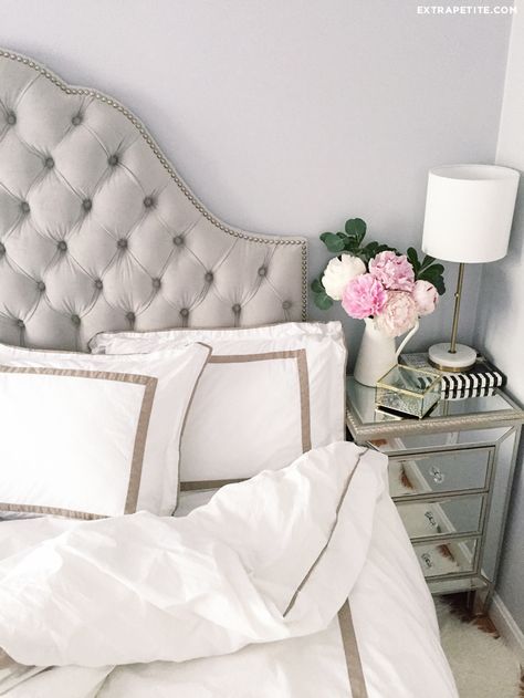 Light grey headboard bedroom