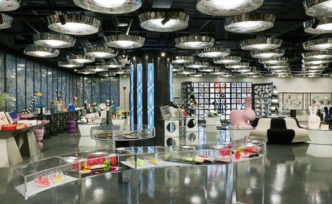 10 Corso Como opens in New York | Wallpaper* 10 Corso Como, New York Wallpaper, Italian Cafe, Circular Lighting, York Wallpaper, Coral Design, Black And White Logos, Corso Como, Showroom Design